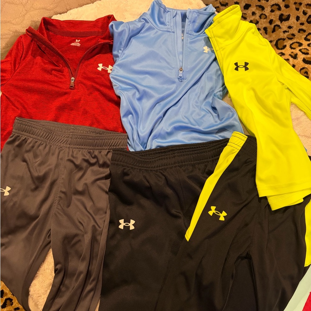Under Armour Kids 4-Piece Active Set - Red, Light Blue, Gray, Black, Neon Yellow